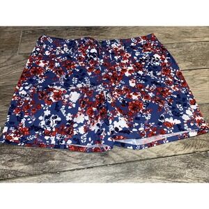 New Bandolino Women's Amy Floral Cuffed Chino Shorts Size 16 Blue Multi
